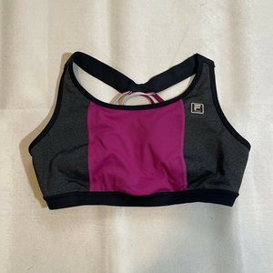 Fila Crossback Pink Black Gray Size L Sports Bra